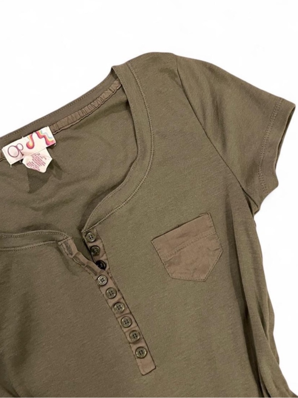 OP Olive Short-Sleeve Henley Tee with Pocket